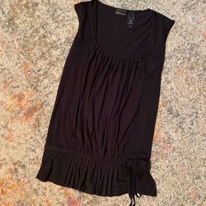 Black Scoop Neck Pleated Top XS